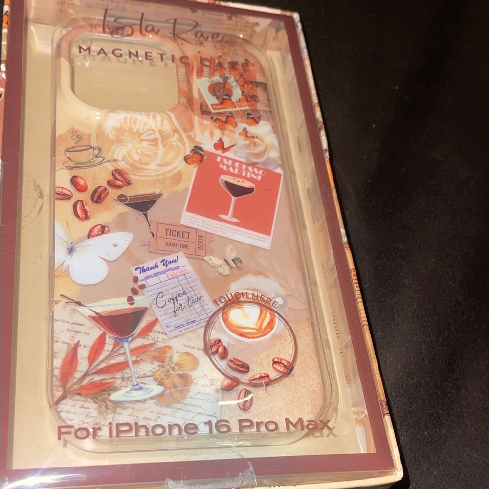 Coffee/ Travel theme Case for iPhone 16 Pro Max - Cream